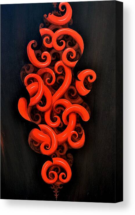 Red Canvas Print featuring the painting Red and Wriggling by Drew Spence