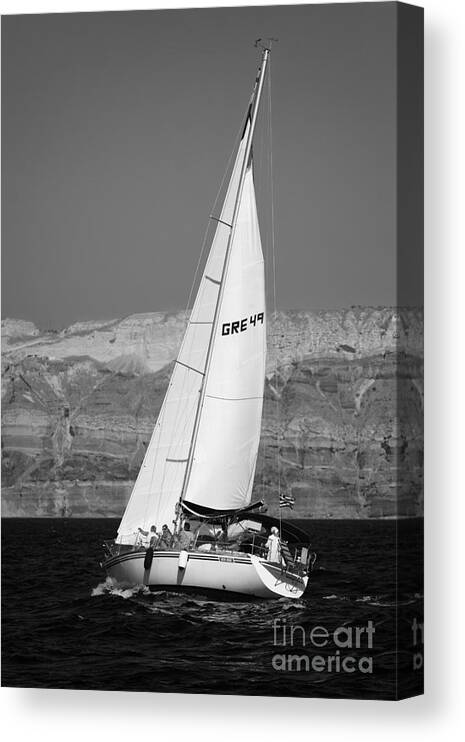 Sail Canvas Print featuring the photograph Santorini Sail by Leslie Leda