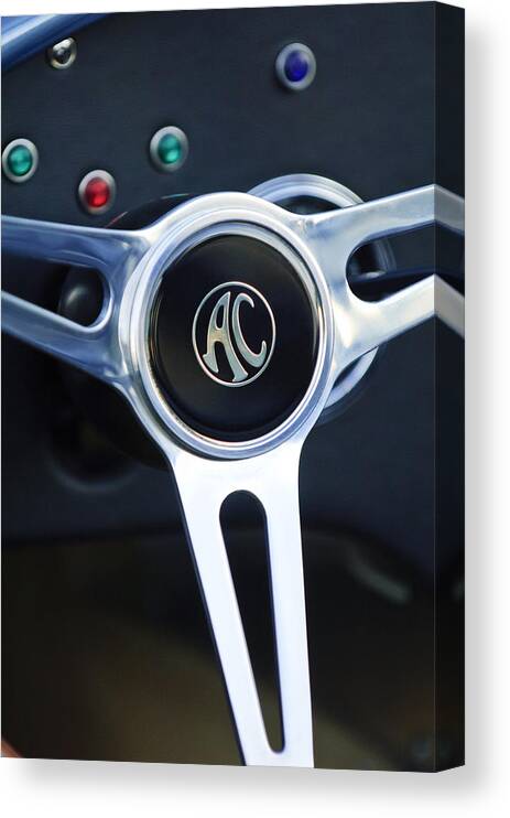 Shelby Ac Cobra Canvas Print featuring the photograph Shelby AC Cobra Steering Wheel 4 by Jill Reger