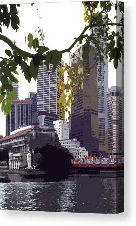Asien Canvas Print featuring the photograph Singapore ... The Lion City by Juergen Weiss
