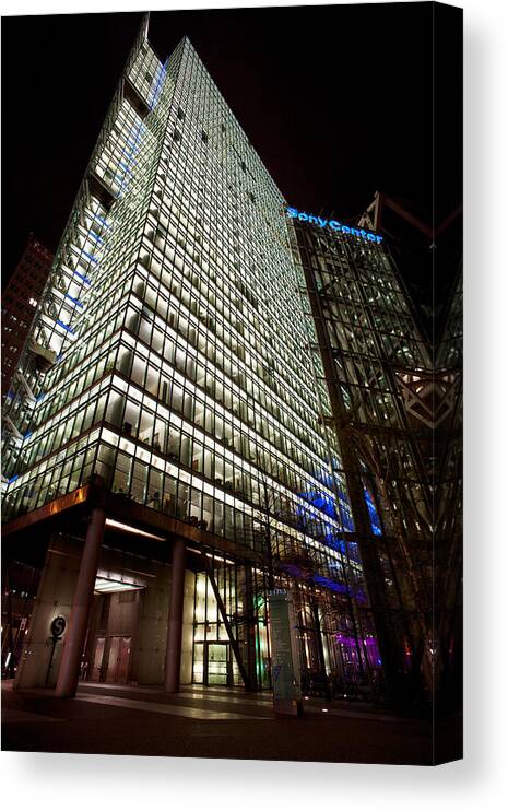 Sony Center Canvas Print featuring the photograph Sony Center at Night by Mike Reid