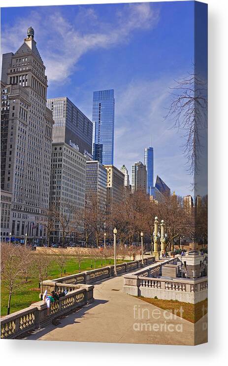 Chicago Panorama Canvas Print featuring the photograph Stand High and Proud by Dejan Jovanovic