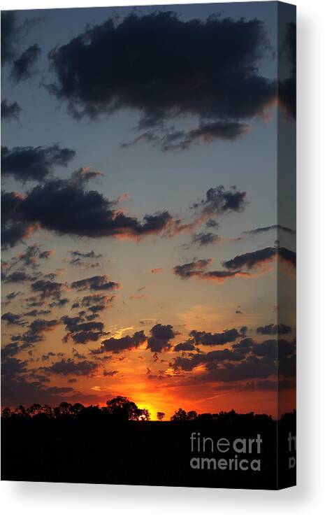 Landscape Canvas Print featuring the photograph Sunrise Over Field by Everett Houser