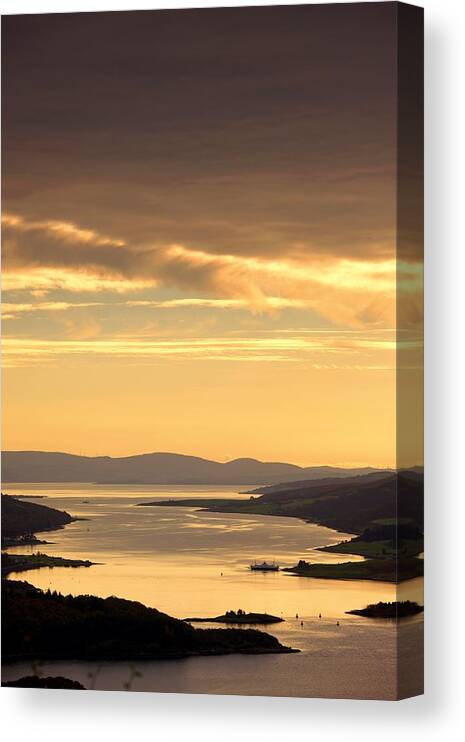Atmosphere Canvas Print featuring the photograph Sunset Over Water, Argyll And Bute by John Short