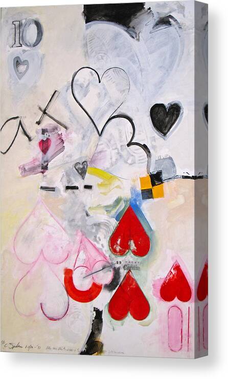 Abstract Painting Canvas Print featuring the painting Ten of Hearts 1-52 by Cliff Spohn