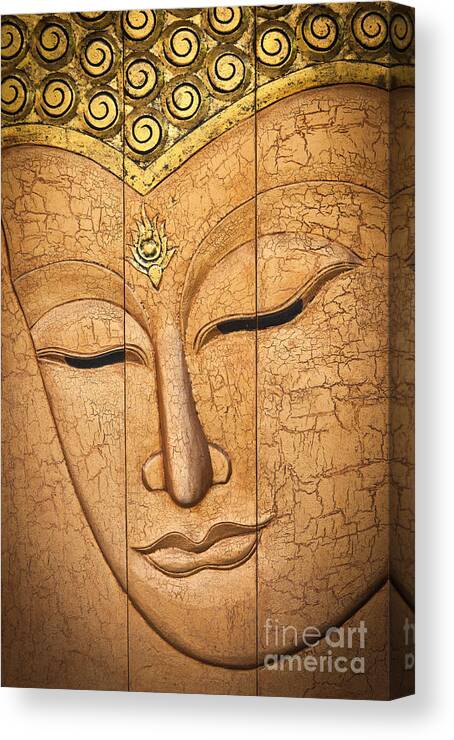 Peace Canvas Print featuring the photograph The face of Buddha by Sattapapan Tratong