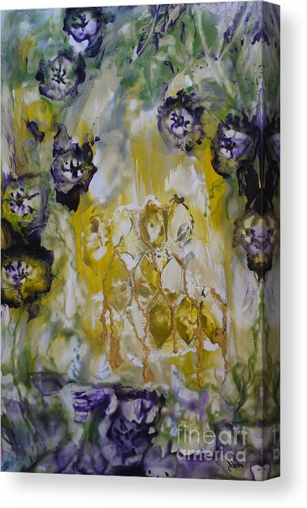 Honey Canvas Print featuring the painting The Miracle of my Honeycomb by Heather Hennick