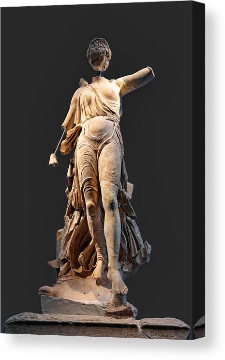 Ancient Canvas Print featuring the photograph The Nike of Paeonios - Ancient Olympia by Constantinos Iliopoulos