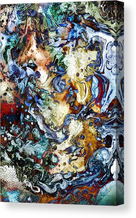 Abstract Canvas Print featuring the digital art Three Dogs by Frances Miller