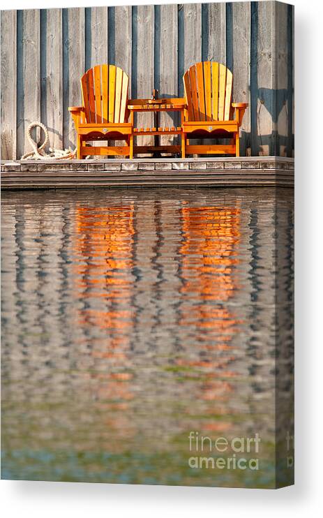 Two Canvas Print featuring the photograph Two wooden chairs by Les Palenik