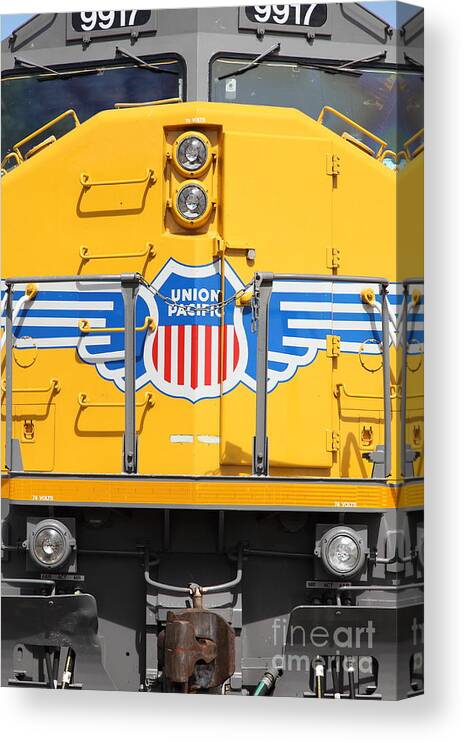 Transportation Canvas Print featuring the photograph Union Pacific Locomotive Train - 5D18645 by Wingsdomain Art and Photography