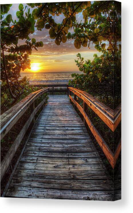 Boardwalk Canvas Print featuring the photograph walkway to Paradise by Nick Shirghio