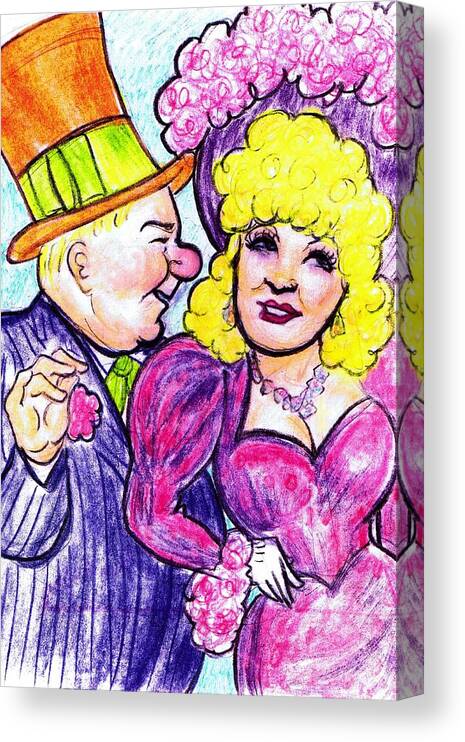Nostalgia Canvas Print featuring the drawing W.C. Fields and Mae West by Mel Thompson