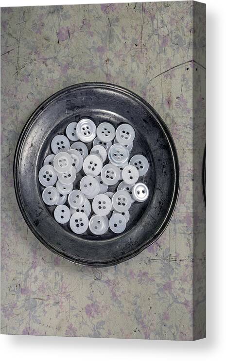 Plate Canvas Print featuring the photograph White Buttons by Joana Kruse