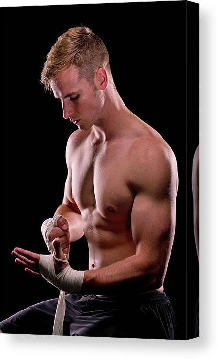 Boxer Canvas Print featuring the photograph Wraping hands by Jim Boardman