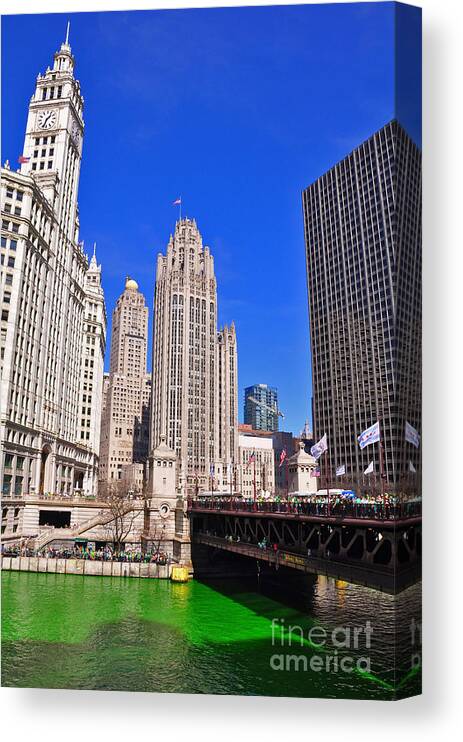 Wrigley Tower Chicago Canvas Print featuring the photograph Wrigley Tower by Dejan Jovanovic