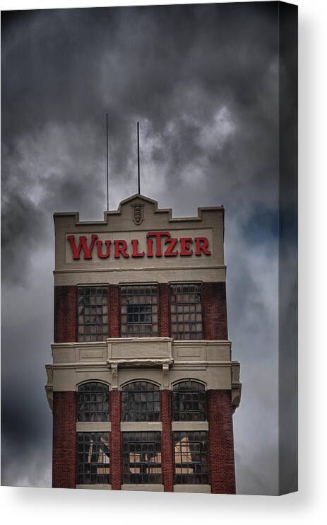 Buildings Canvas Print featuring the photograph Wurlitzer Tower by Guy Whiteley
