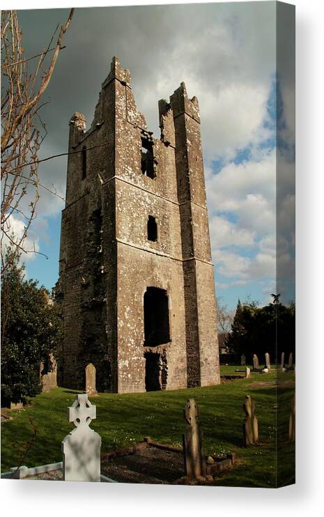 Historic Landscapes Canvas Print featuring the photograph Church in Duleek. by Martina Fagan