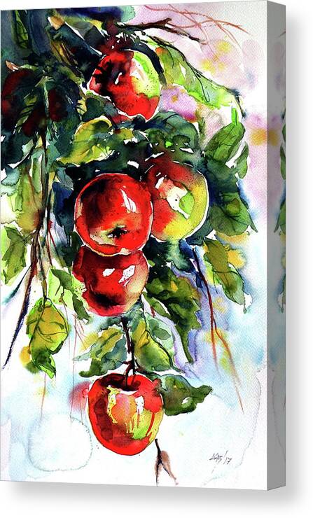 Apples Canvas Print featuring the painting Apples #1 by Kovacs Anna Brigitta