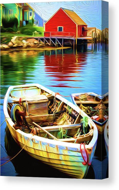 Boats Canvas Print featuring the painting Boats #1 by Prince Andre Faubert