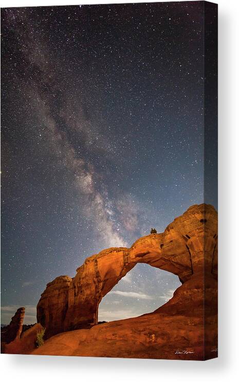 Arches National Park Canvas Print featuring the photograph Broken Arch and Milky Way #1 by Dan Norris
