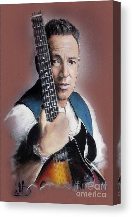 Bruce Springsteen Canvas Print featuring the painting Bruce Springsteen #1 by Melanie D