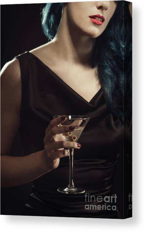 Film Noir Canvas Print featuring the photograph Cocktail Hour #1 by Amanda Elwell