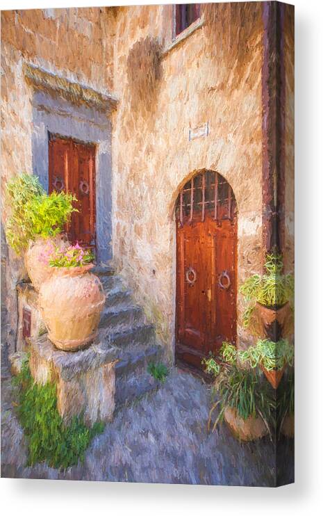 Bagnoregio Canvas Print featuring the photograph Courtyard of Tuscany by David Letts