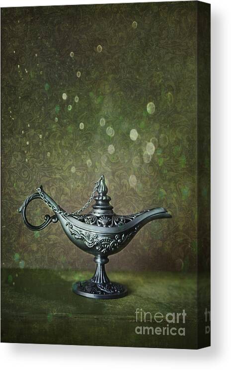  Magic Canvas Print featuring the photograph Genie lamp on old book #1 by Sandra Cunningham