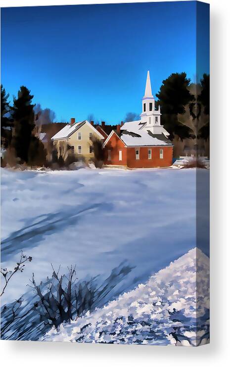Harrisville New Hampshire. New England Mill Town Canvas Print featuring the photograph Harrisville Pond II #1 by Tom Singleton