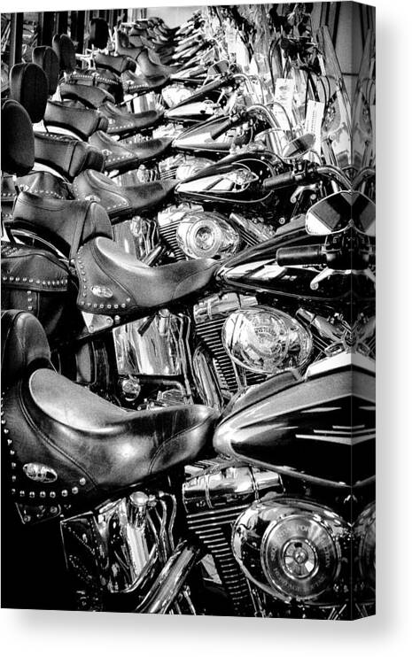 I'll Have A Dozen Harley's To Go Please Canvas Print featuring the photograph I'll Have a Dozen Harley's to Go Please #2 by David Patterson
