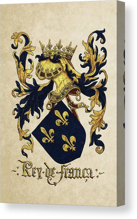 'roll Of Arms� Collection By Serge Averbukh Canvas Print featuring the photograph King of France Coat of Arms - Livro do Armeiro-Mor by Serge Averbukh