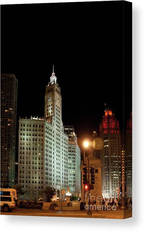 Chicago Canvas Print featuring the photograph Looking North on Michigan Avenue at Wrigley Building by David Levin
