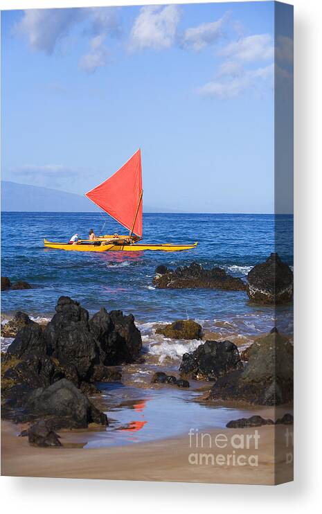 Aku Canvas Print featuring the photograph Maui Sailing Canoe #1 by Ron Dahlquist - Printscapes