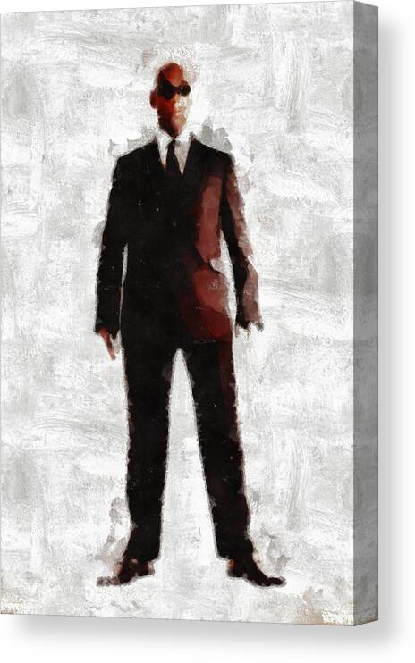 Men Canvas Print featuring the painting Men in Black Series by MB and RT #1 by Esoterica Art Agency