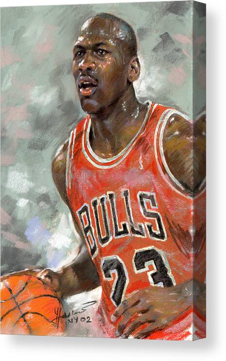 Michel Jordan Canvas Print featuring the pastel Michael Jordan by Ylli Haruni