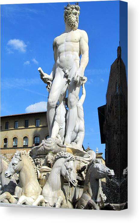 Neptune Fountain Florence Canvas Print featuring the painting Neptune Fountain Florence #1 by Lisa Boyd