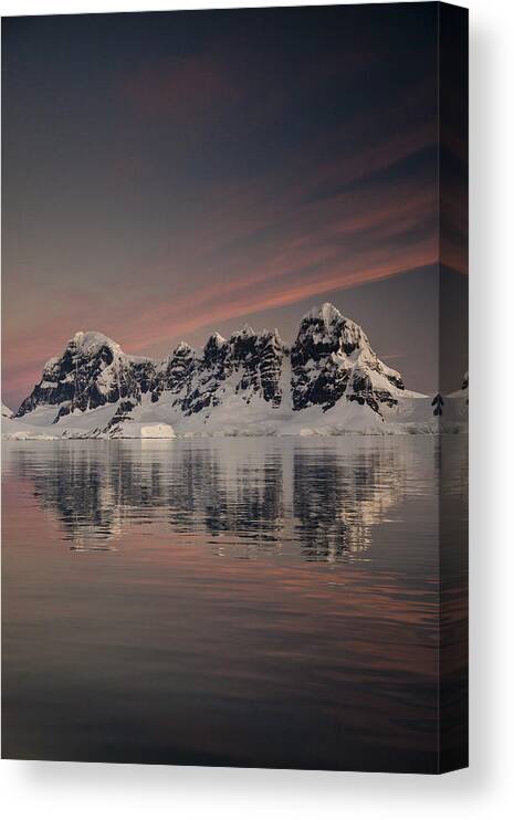 00479585 Canvas Print featuring the photograph Peaks At Sunset Wiencke Island #1 by Colin Monteath