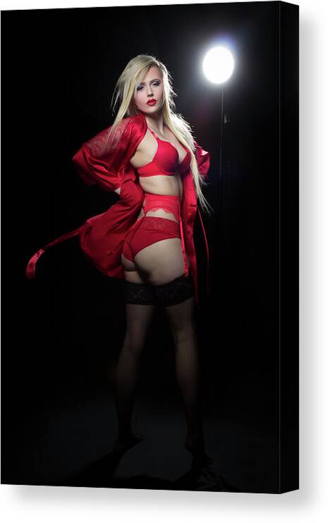 Sexy Canvas Print featuring the photograph Red Lingerie by La Bella Vita Boudoir