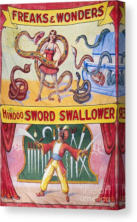 1970s Canvas Print featuring the drawing SIDESHOW POSTER, c1975 by Granger