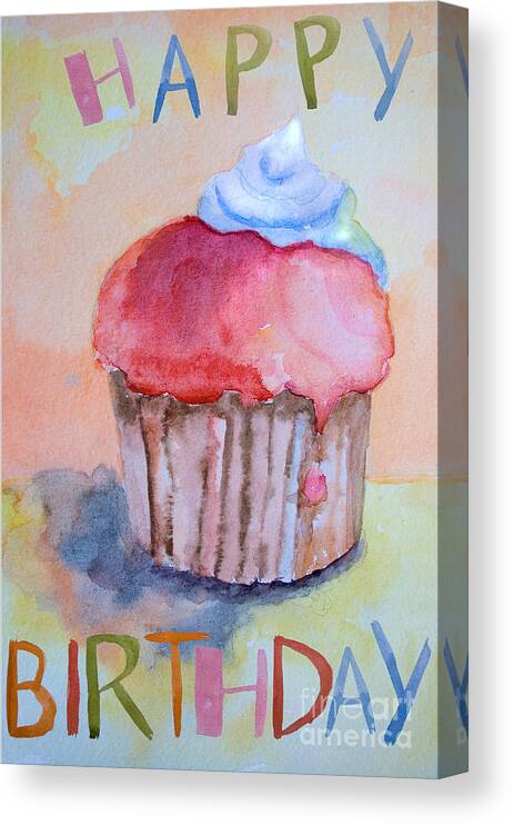 Artistic Canvas Print featuring the painting Watercolor illustration of cake #1 by Regina Jershova