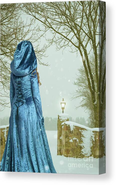 Woman Canvas Print featuring the photograph Woman In Snow Scene #1 by Amanda Elwell