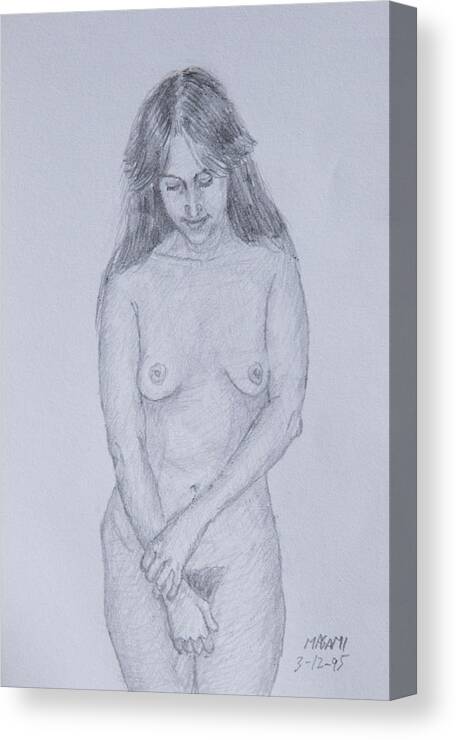 Nude Canvas Print featuring the drawing Nude Study #173 by Masami Iida