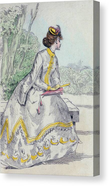 1869 Canvas Print featuring the drawing 1869 Paris France Fashion Drawing by Movie Poster Prints