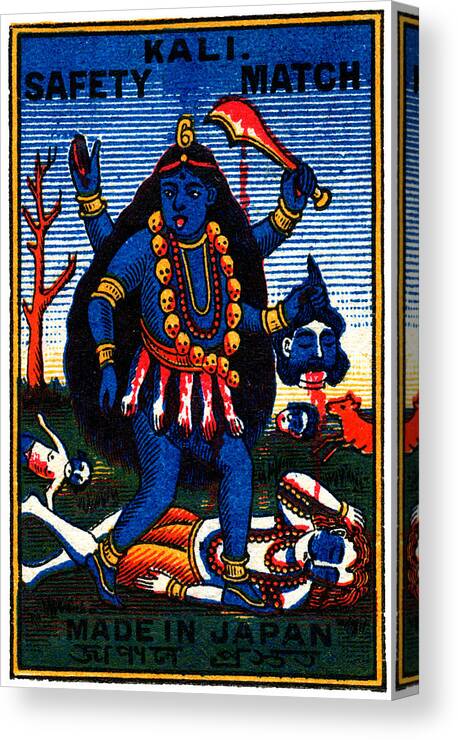 Hindu Canvas Print featuring the painting 1920 Hindu Goddess Kali by Historic Image