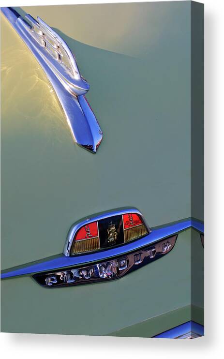 1953 Plymouth Canvas Print featuring the photograph 1953 Plymouth Hood Ornament by Jill Reger