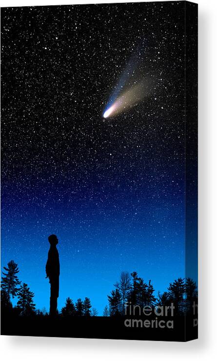Comet Hale-bopp Canvas Print featuring the photograph Comet Hale-bopp #2 by Larry Landolfi