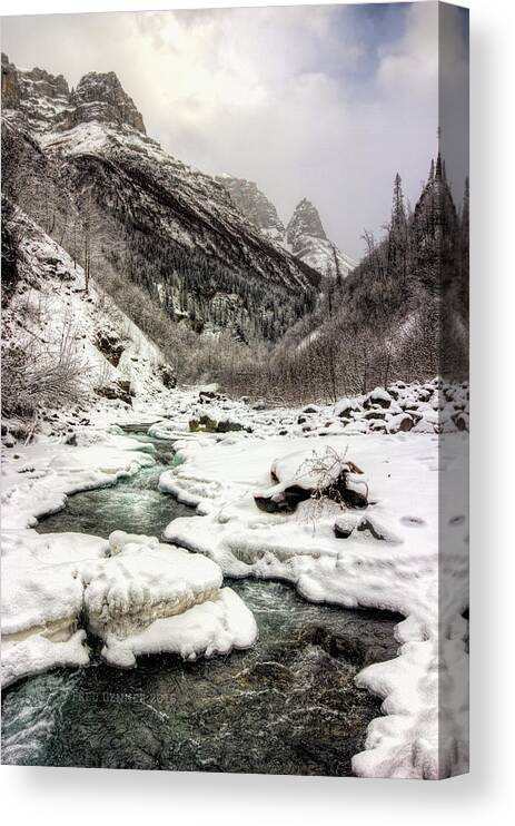 Alaska Canvas Print featuring the photograph Freeze-up at Dan Creek #1 by Fred Denner