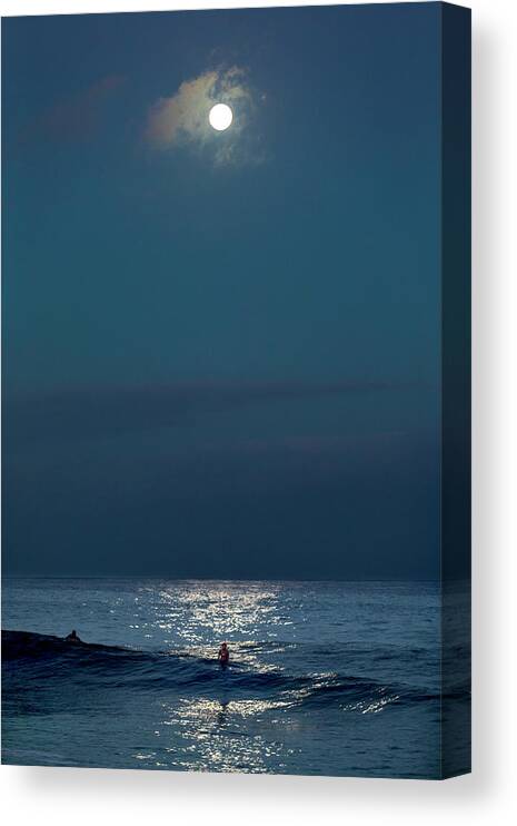 Surf Canvas Print featuring the photograph Full Moon Shimmer. by Sean Davey