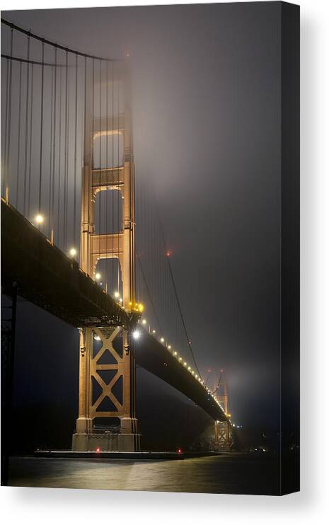 golden Gate Bridge Canvas Print featuring the photograph Golden Gate Bridge at Night #2 by Mike Irwin